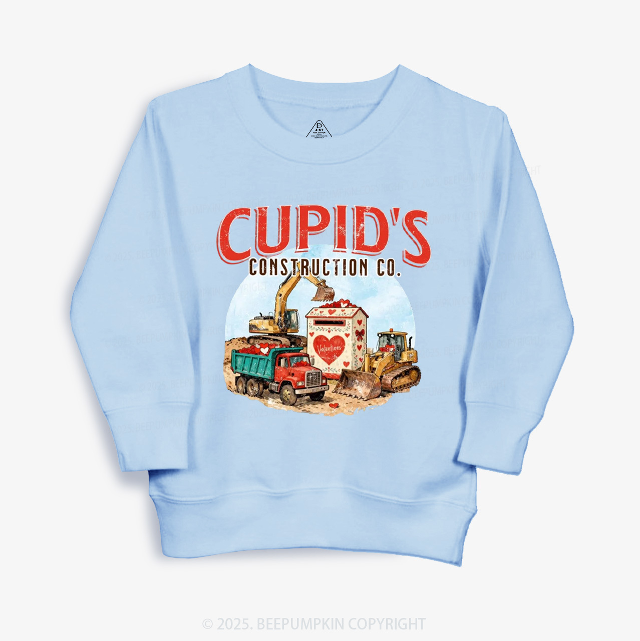 Construction Trucks Valentine's Day Kid's Sweatshirt