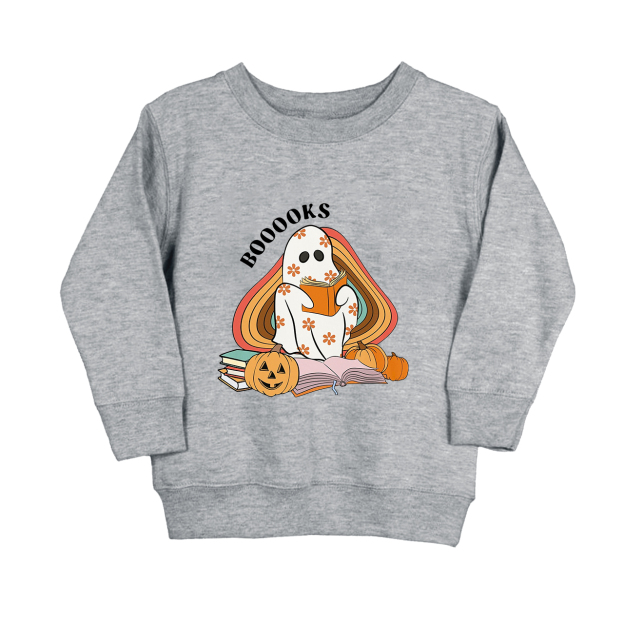 Retro Books Ghost Halloween Toddler Sweatshirt