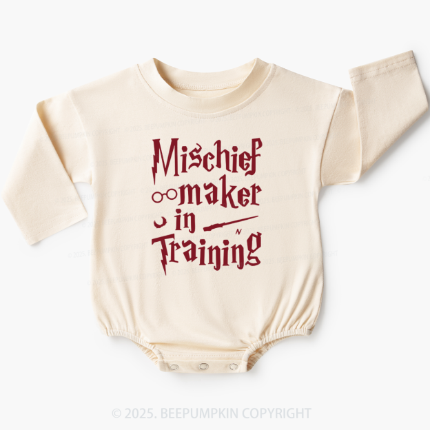 Mischief Maker In Training Baby Bubble Romper Beepumpkin
