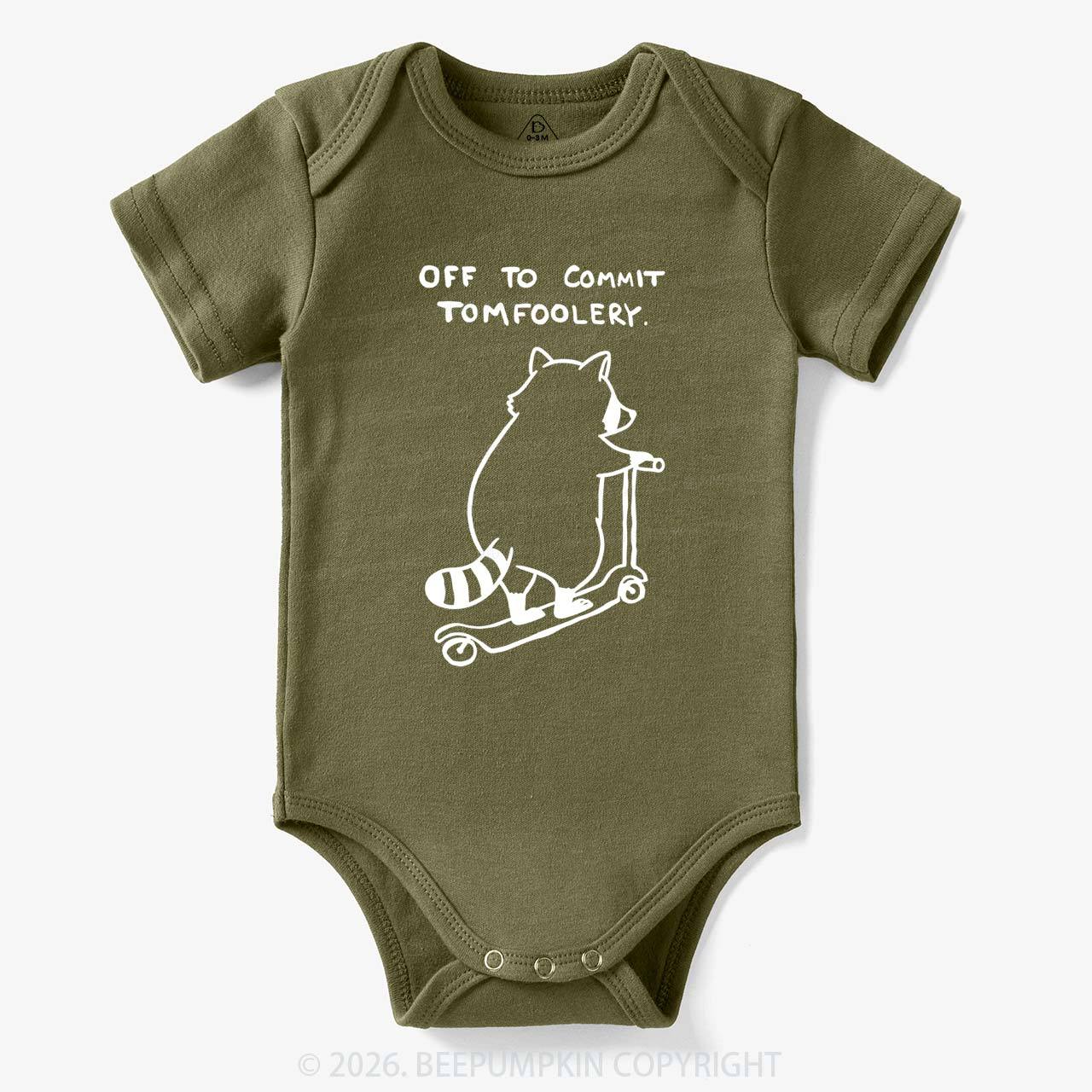 Off To Commit Tom Foolery Silly Raccoon Bodysuit