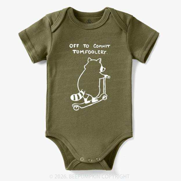 Off To Commit Tom Foolery Silly Raccoon Bodysuit