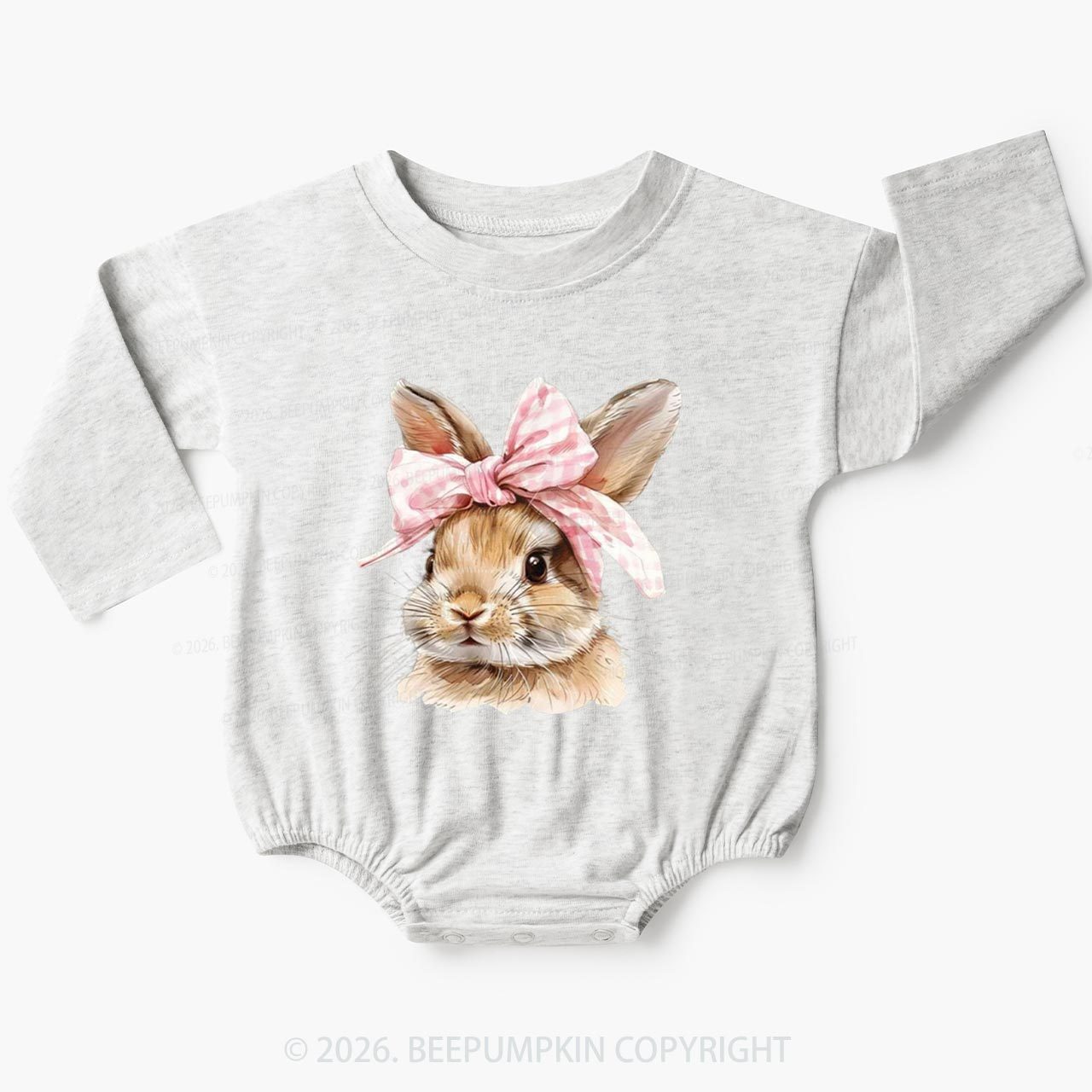 Cute Bunny with Bow Easter Baby Bubble Romper