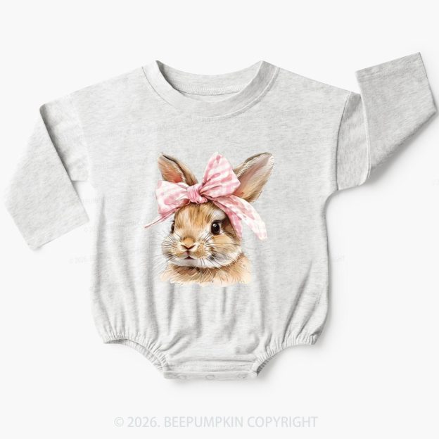 Cute Bunny with Bow Easter Baby Bubble Romper