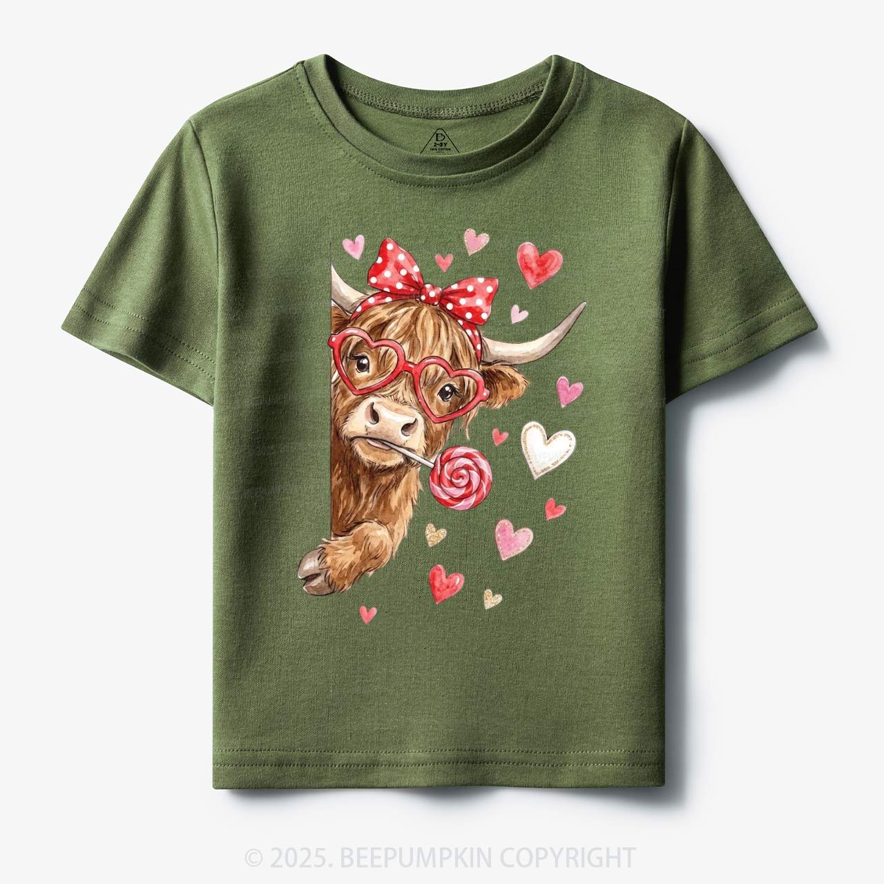 Valentine Highland Cow Toddler&Kid's Tees Beepumpkin