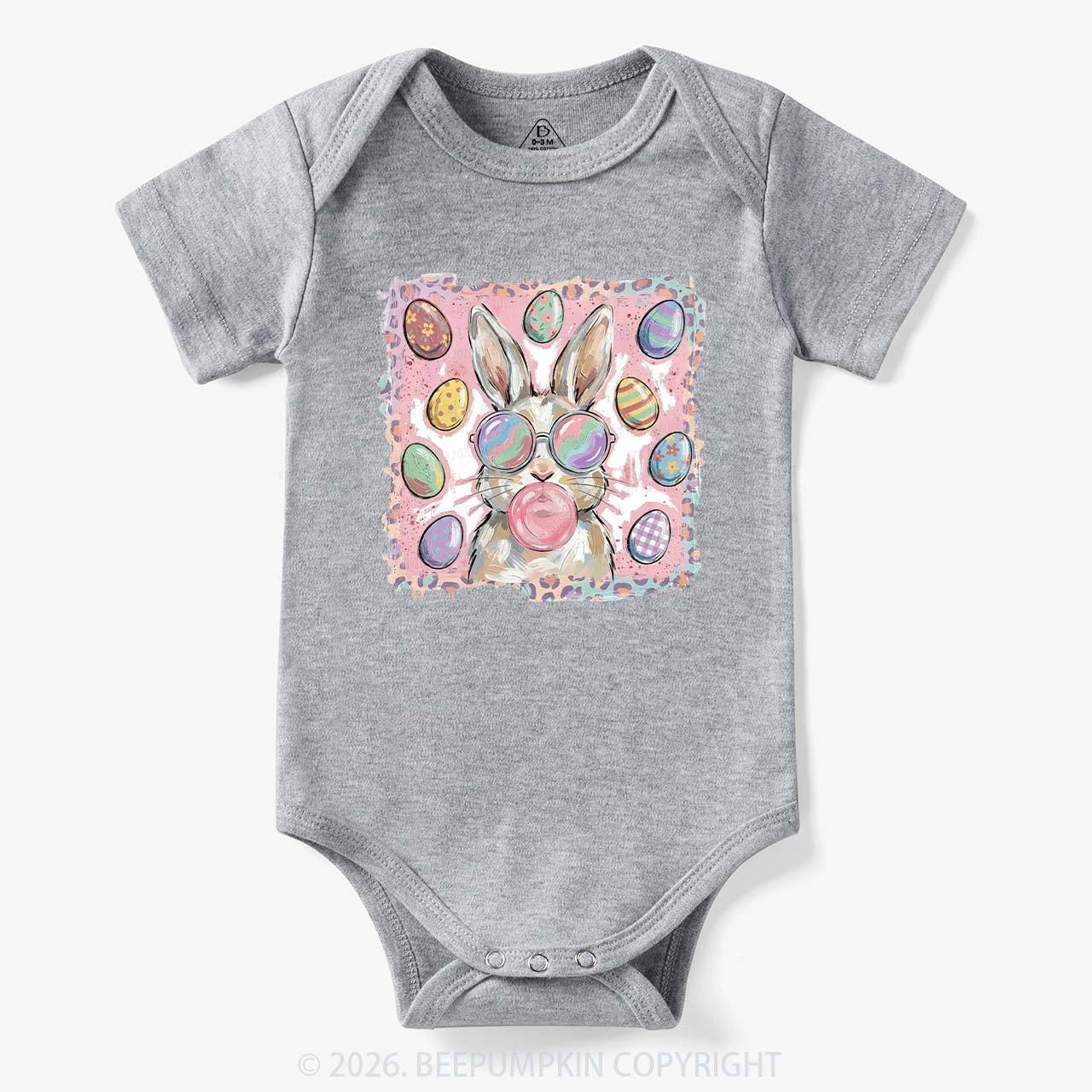Retro Bubblegum Bunny Colorful Easter Eggs Baby Bodysuit