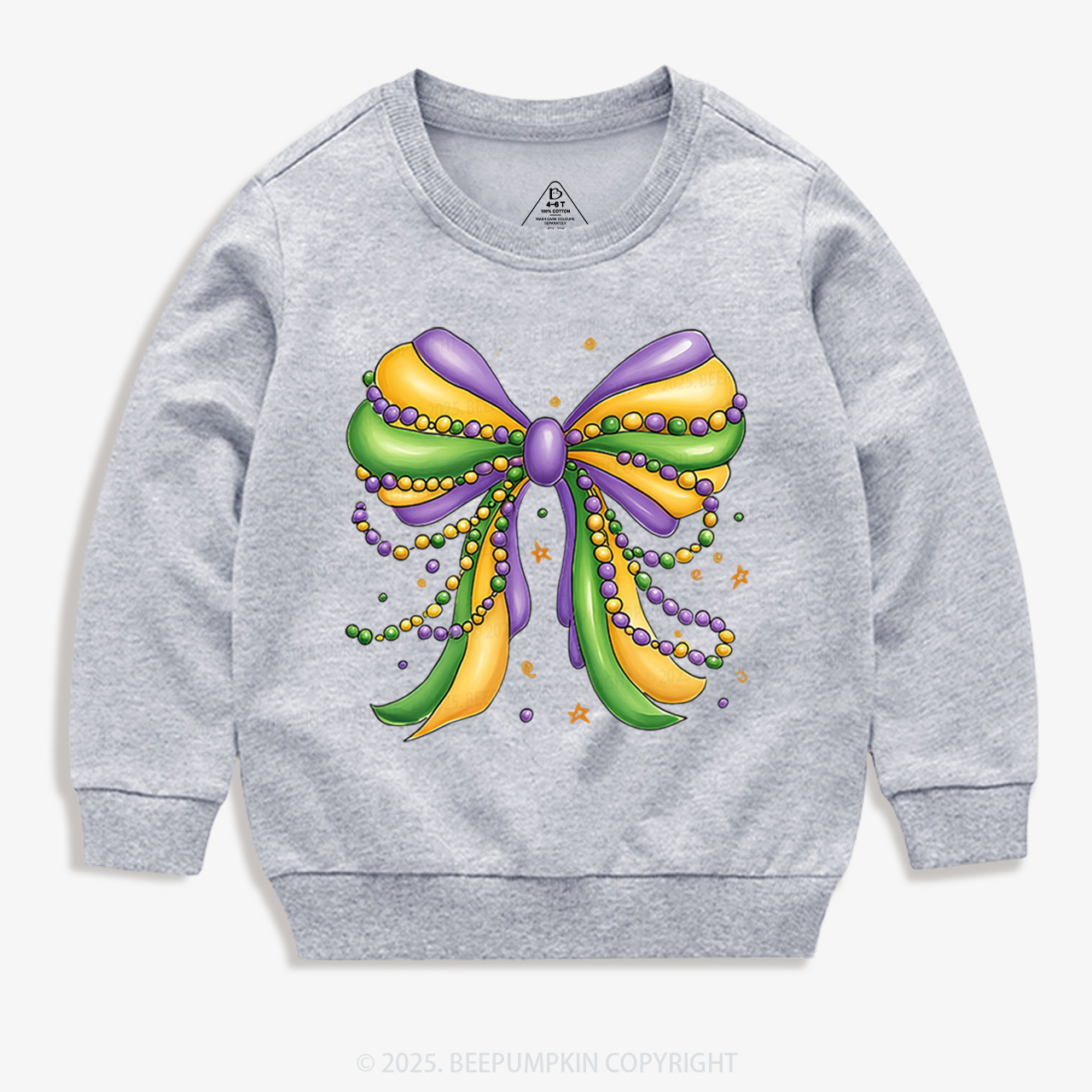 Mardi Gras Ribbon Bow Kid's Sweatshirt