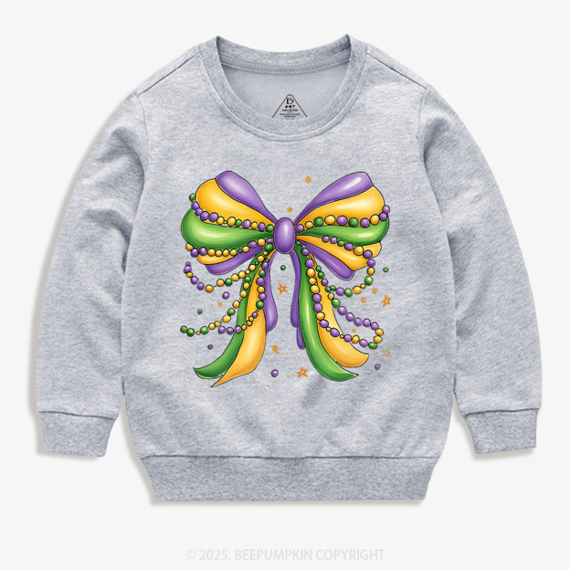 Mardi Gras Ribbon Bow Kid's Sweatshirt