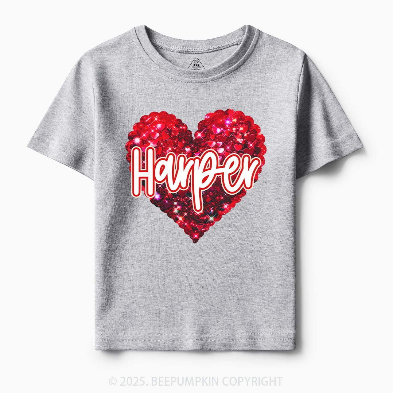 Personalized Sparkling Heart Name Toddler&Kid's Tees Beepumpkin