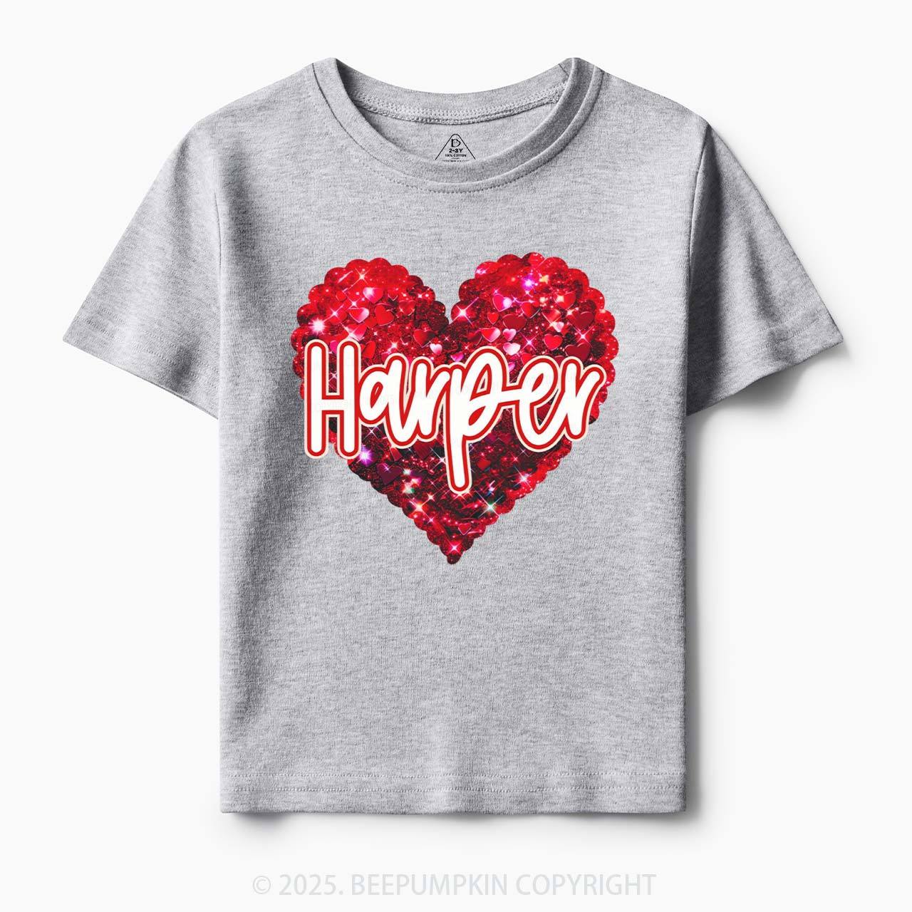 Personalized Sparkling Heart Name Toddler&Kid's Tees Beepumpkin