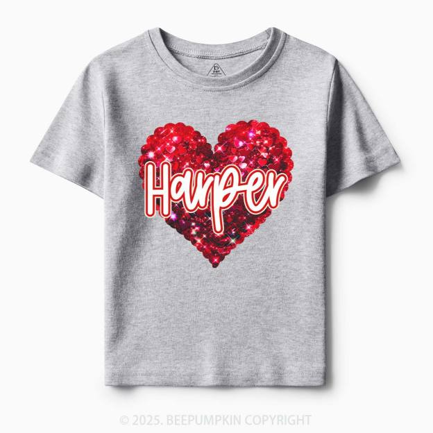 Personalized Sparkling Heart Name Toddler&Kid's Tees Beepumpkin