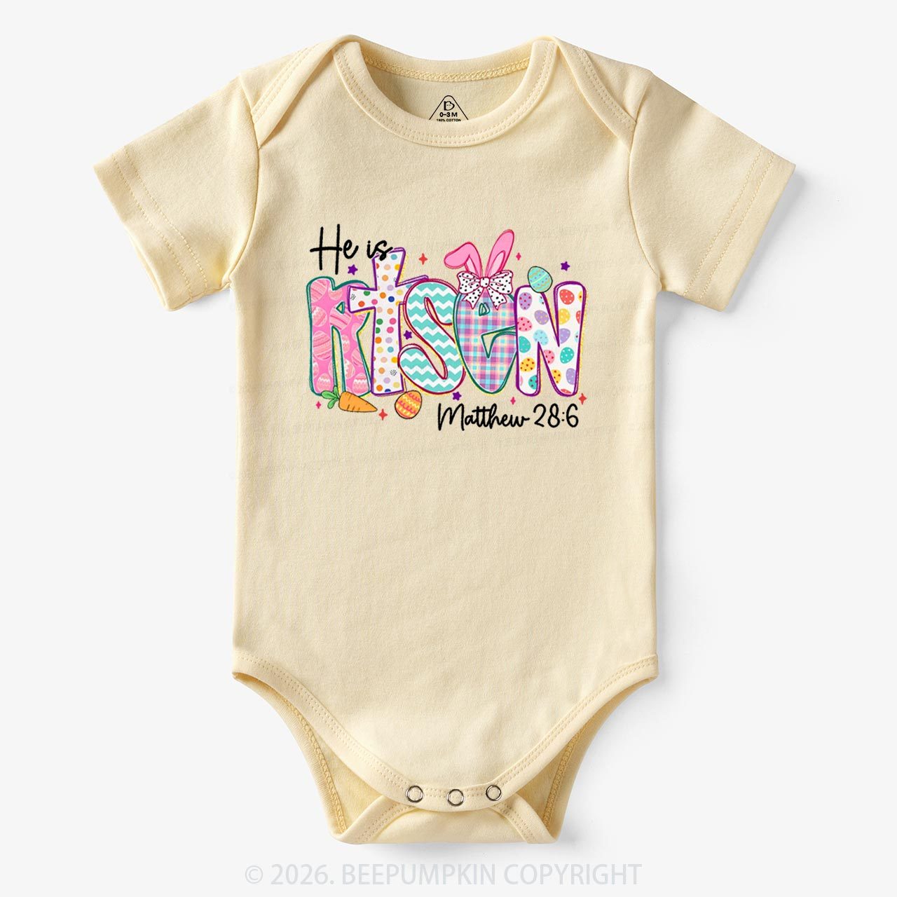 He Is Risen Christian Easter Bodysuit
