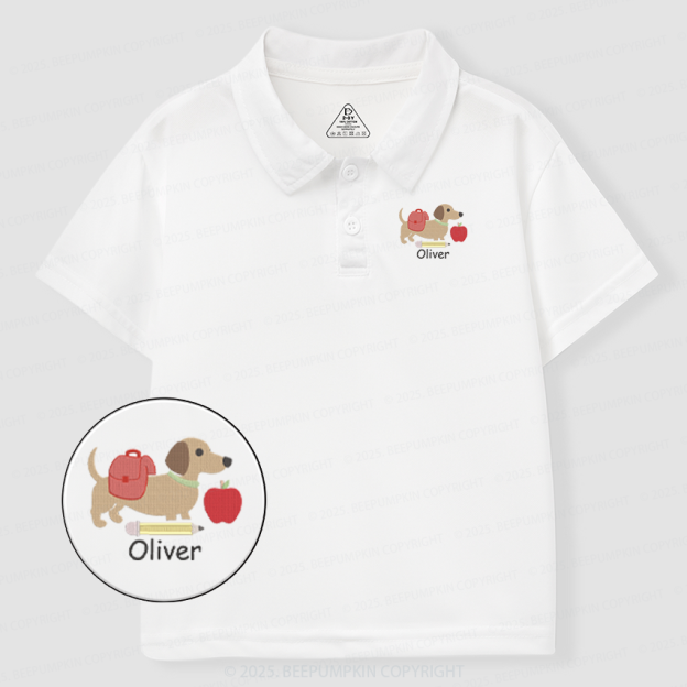 Embroidery Personalized Back To School Dachshund Toddler&Kid's Polo Shirt Beepumpkin