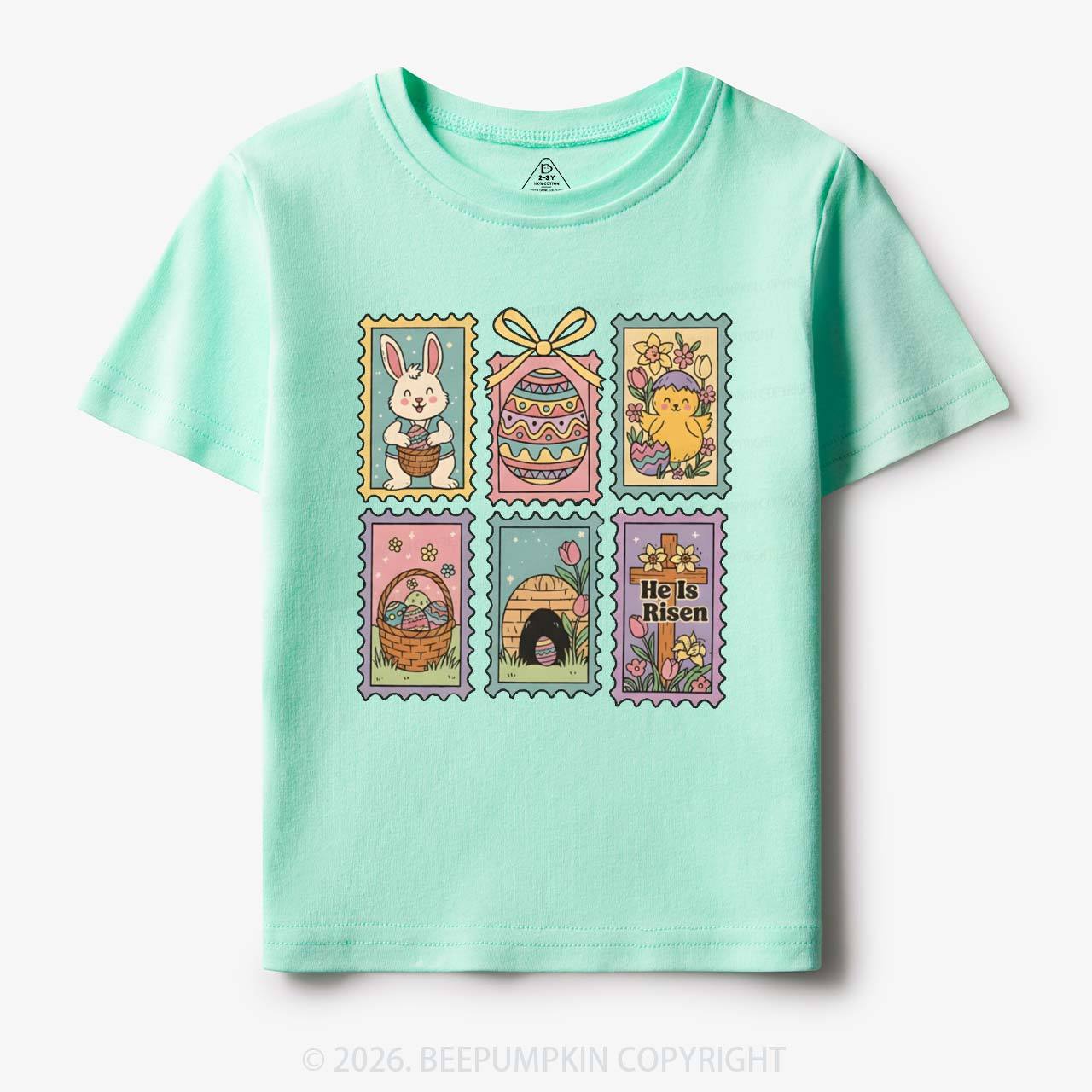 He Is Risen Easter Stamp Toddler&Kid's Tees