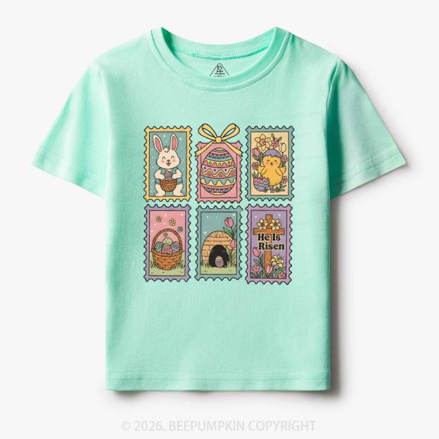 He Is Risen Easter Stamp Toddler&Kid's Tees