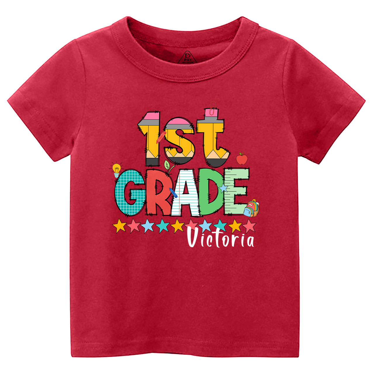 Personalized Pencil Letter Grade Toddler&Kid's Tees Beepumpkin