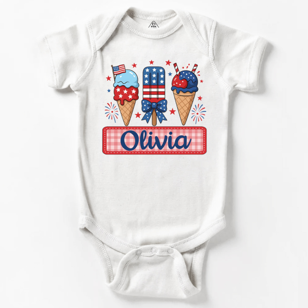Personalized Name 4th Of July Bodysuit Beepumpkin