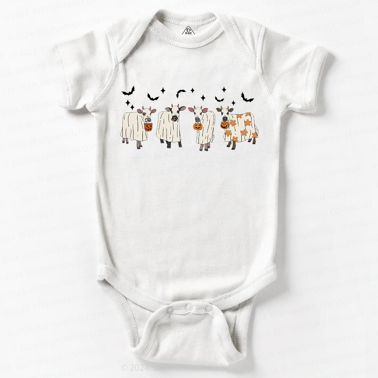 Halloween Ghost Cows Baby Bodysuits 