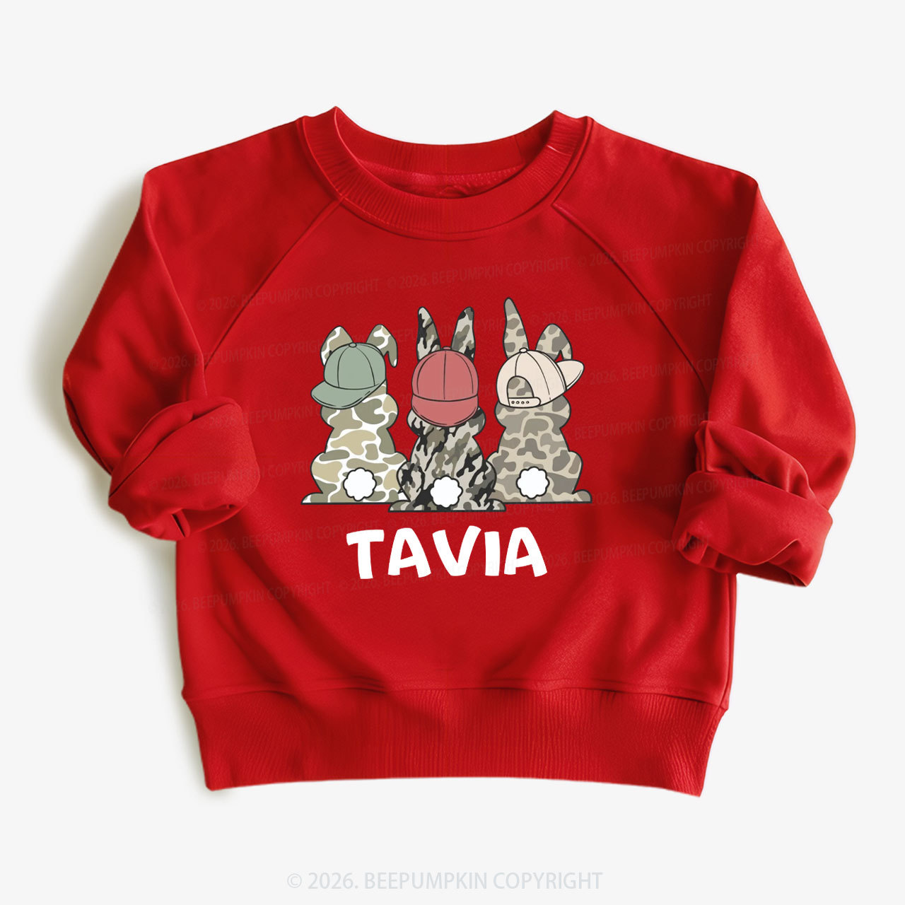 Personalized Camo Easter Bunny Kid's Sweatshirt