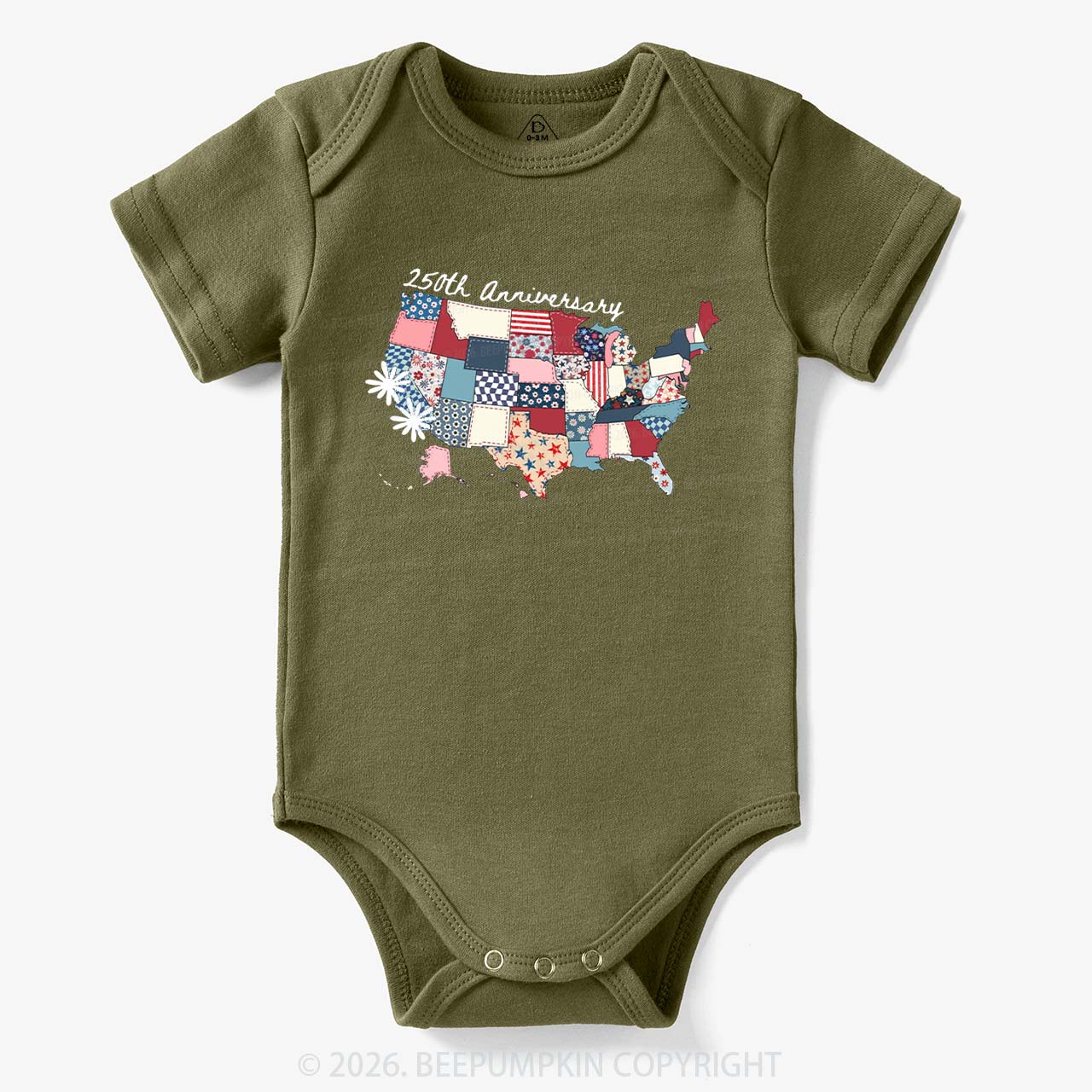 US 250 Years Patriotic Patchwork Bodysuit
