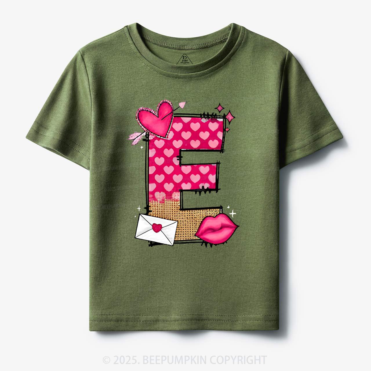 Personalized Valentine's Day Pink Hearts Toddler&Kid's Tees Beepumpkin