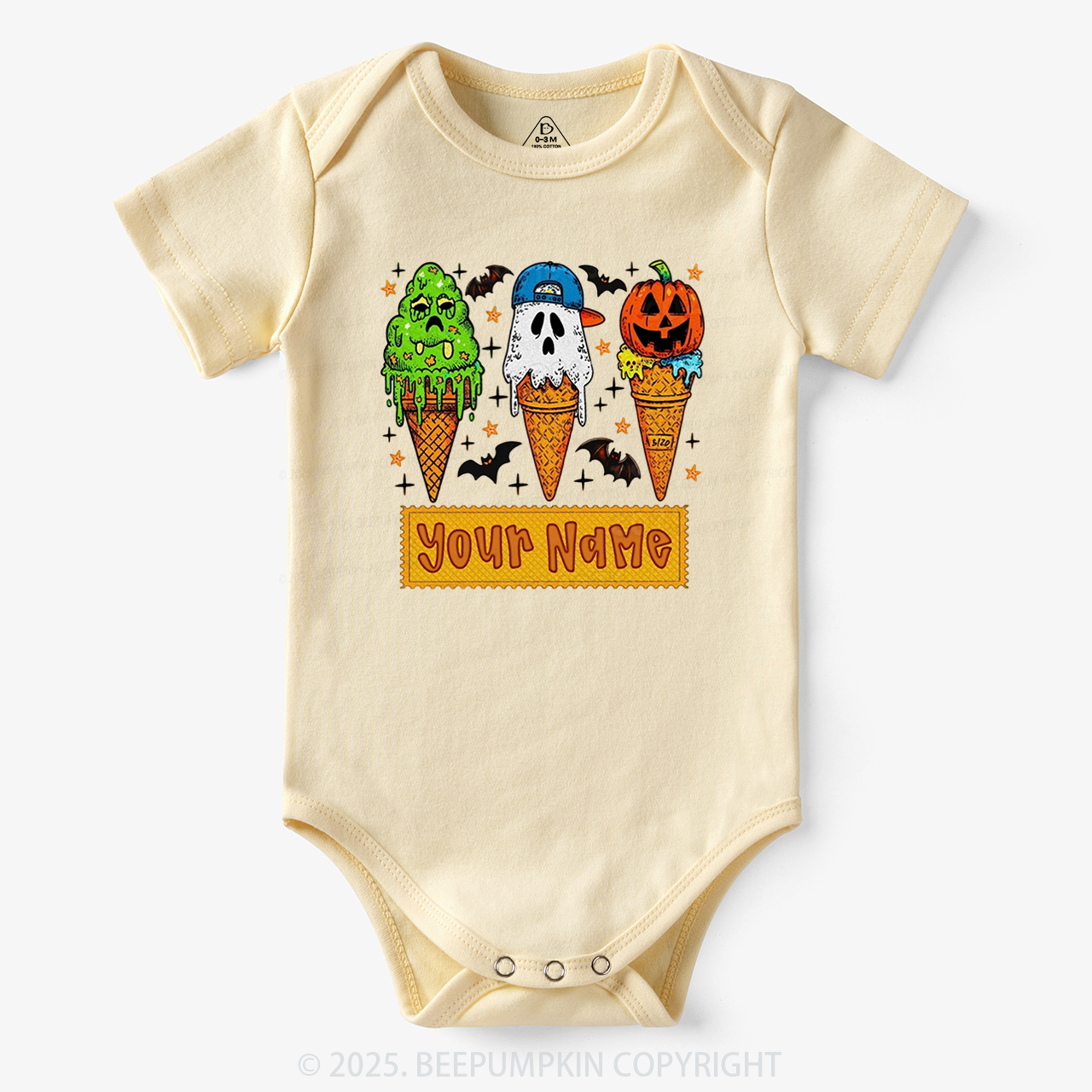 Personalized Name Halloween Spooky Scoops Halloween Bodysuit Beepumpkin
