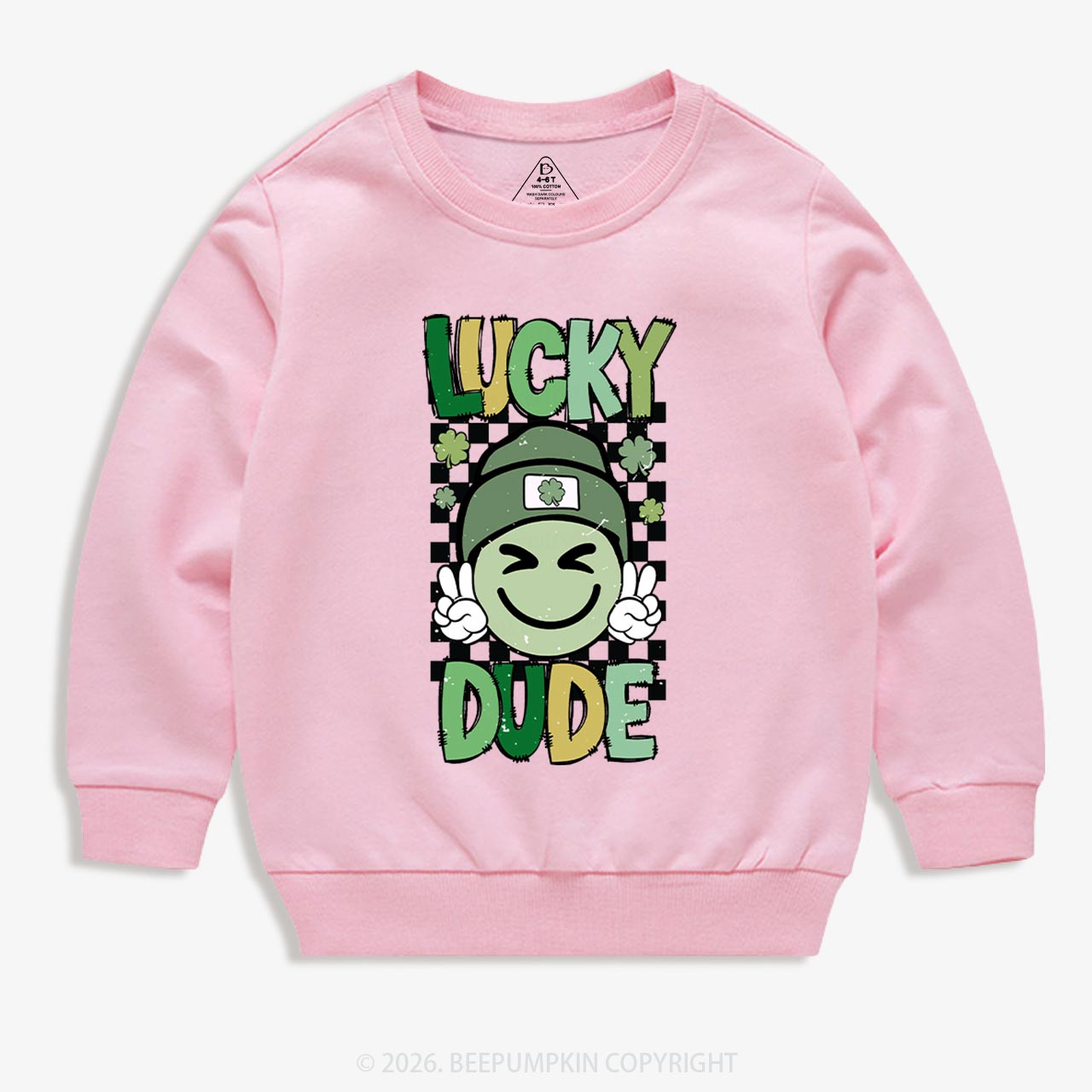 Retro Lucky Dude St.Patricks Day Kids Sweatshirt