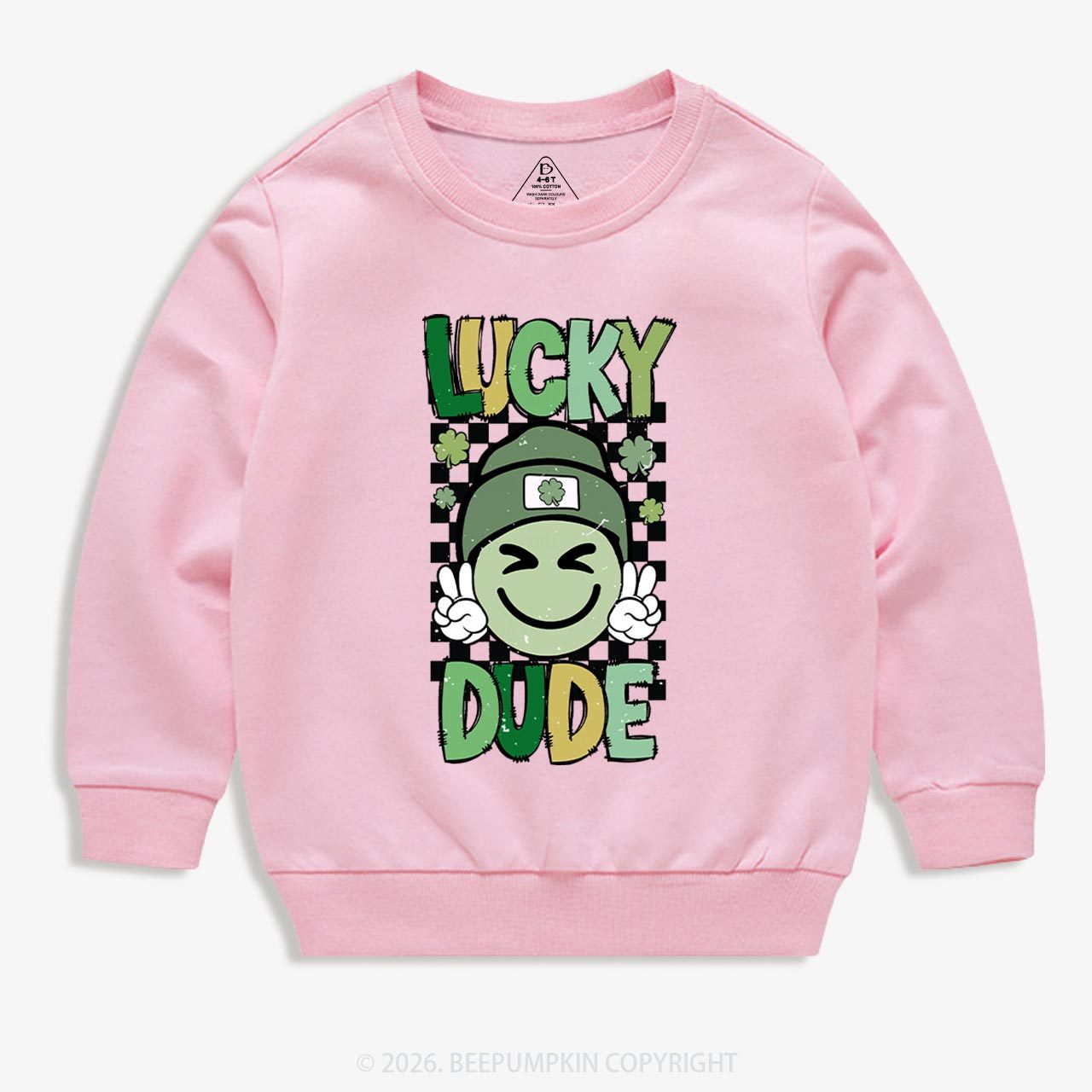 Retro Lucky Dude St.Patricks Day Kids Sweatshirt