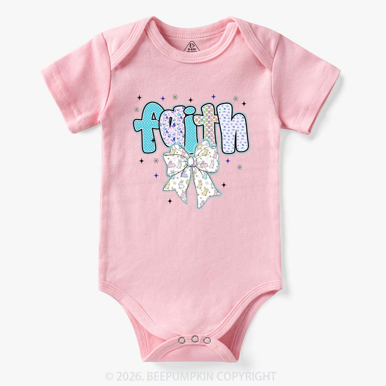 Blooming Faith Bunny Bow Baby Bodysuit