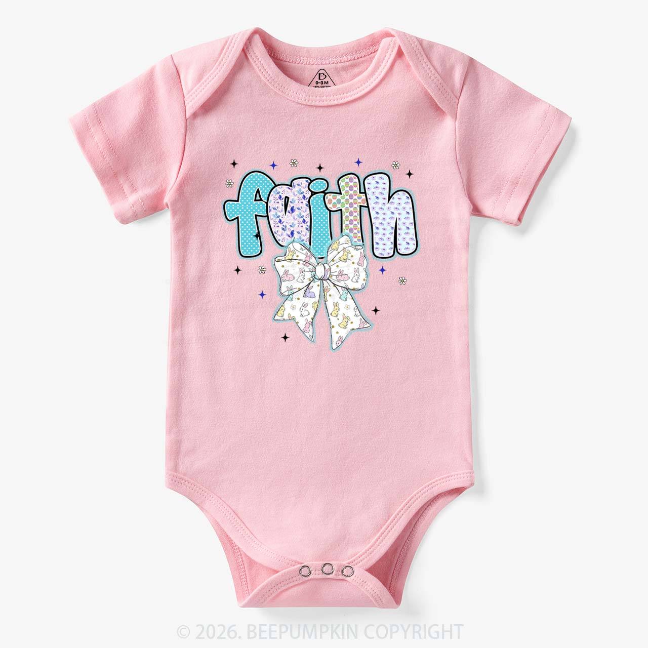 Blooming Faith Bunny Bow Baby Bodysuit