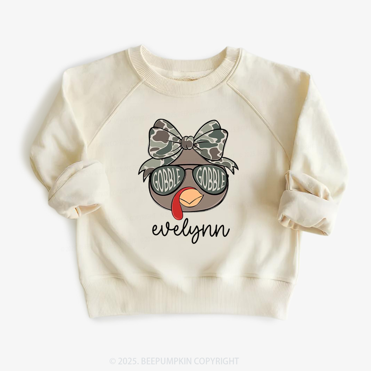 Personalized Boys/Girl Turkey Camo Thanksgiving Kid's Sweatshirt