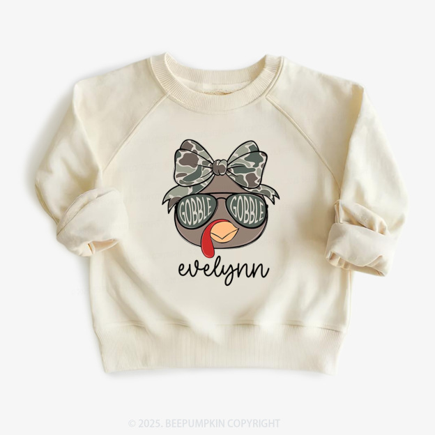 Personalized Boys/Girl Turkey Camo Thanksgiving Kid's Sweatshirt