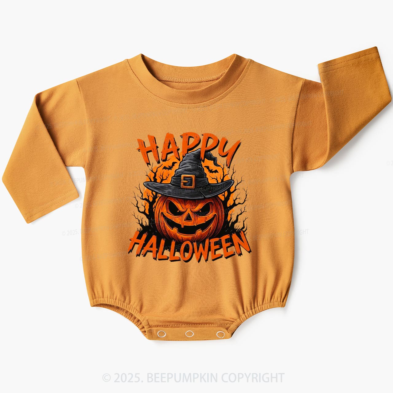 Happy Halloween Baby Bubble Romper Beepumpkin