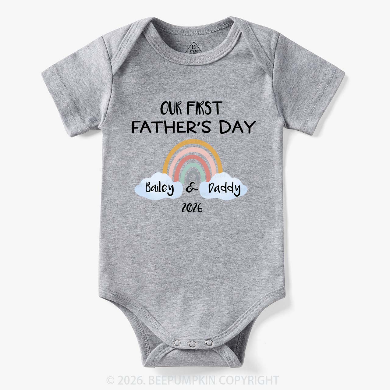 Personalization Our First Father's Day Rainbow Bodysuit For Baby