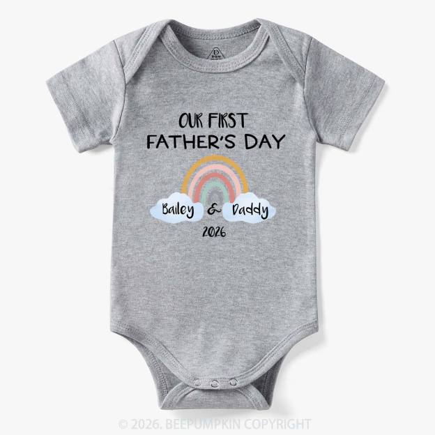Personalization Our First Father's Day Rainbow Bodysuit For Baby