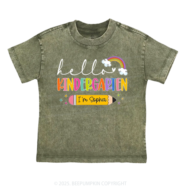 Personalized Hello Back To School Toddler&Kids Washed Tees