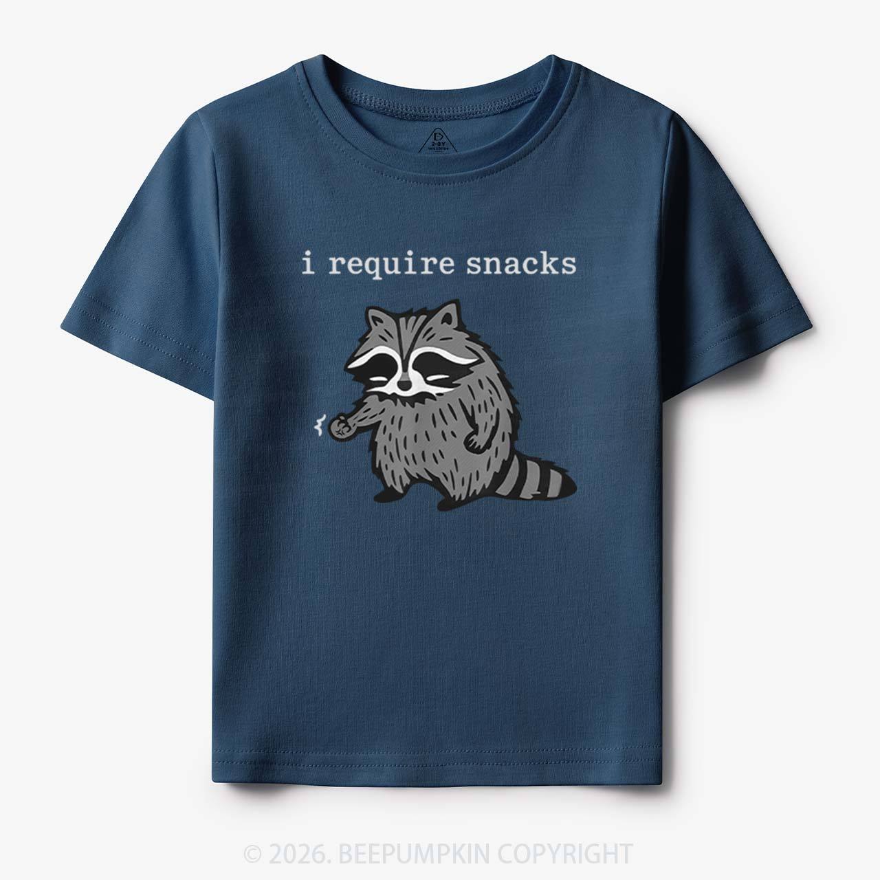 I Require Snacks Raccoon Toddler&Kid's Tees