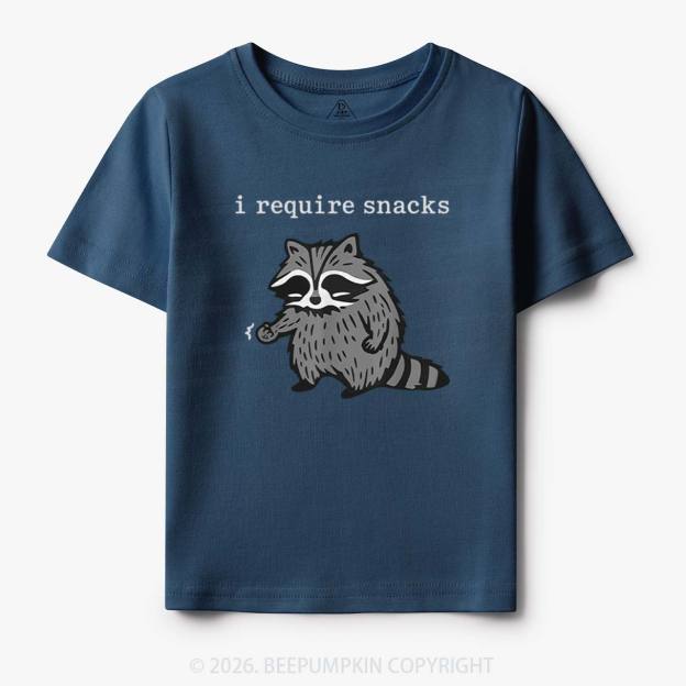 I Require Snacks Raccoon Toddler&Kid's Tees