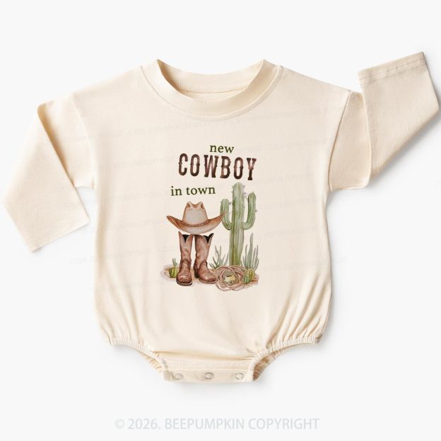 New Cowboy in Town Western Baby Bubble Romper