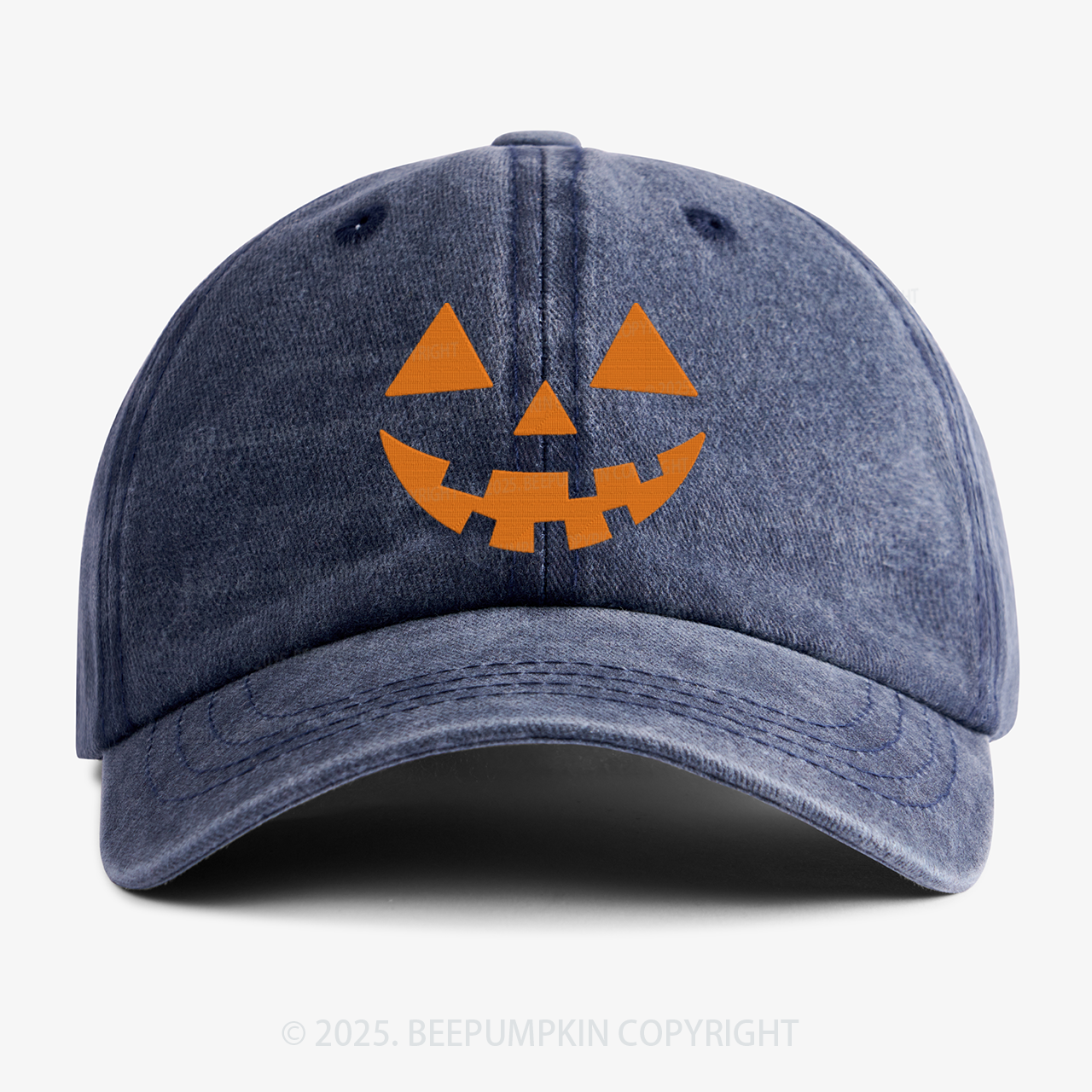 Jack-o-lantern Pumpkin Embroidered Washed Baseball Cap For Kids