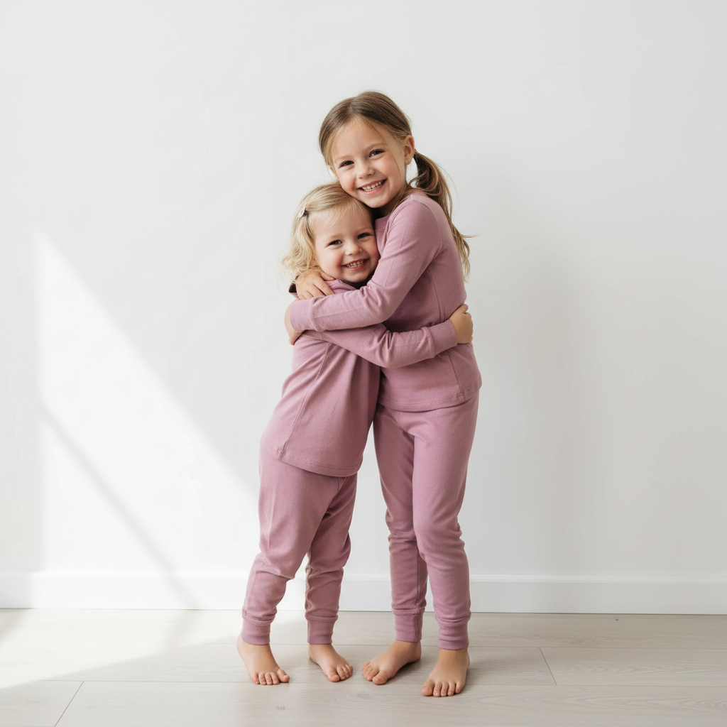 Quiet Pink Two-Piece Pajama Set For Kids