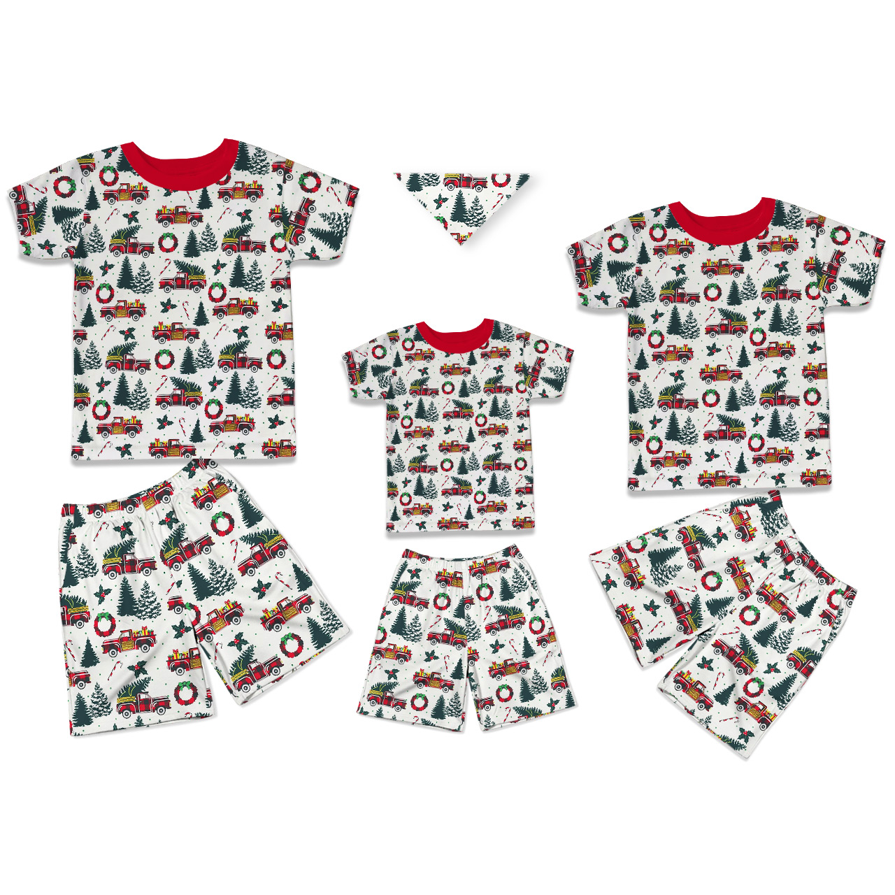 Truck & Tree All-Over Print Short Family Matching Pajama Sets