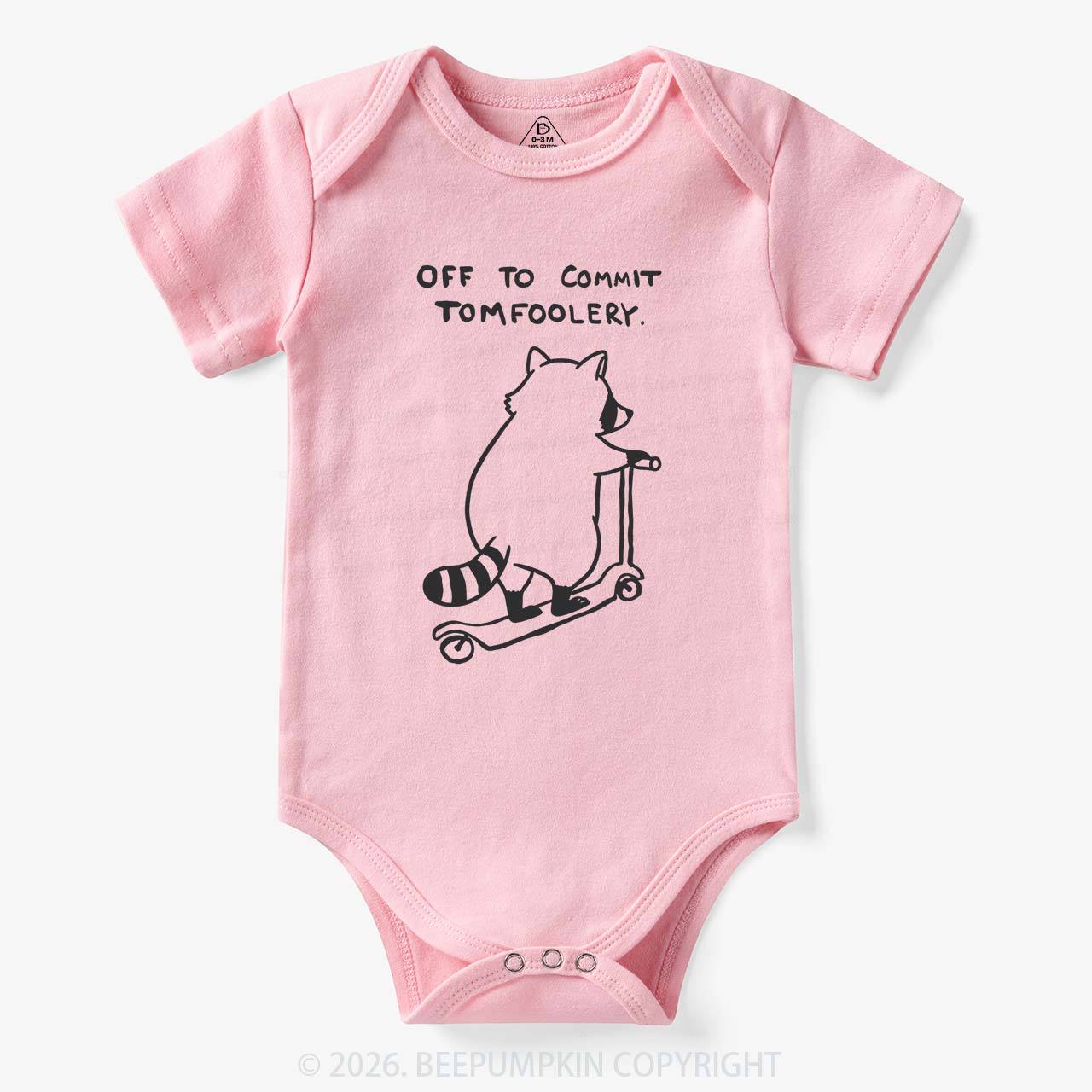 Off To Commit Tom Foolery Silly Raccoon Bodysuit