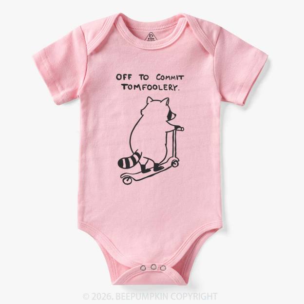 Off To Commit Tom Foolery Silly Raccoon Bodysuit