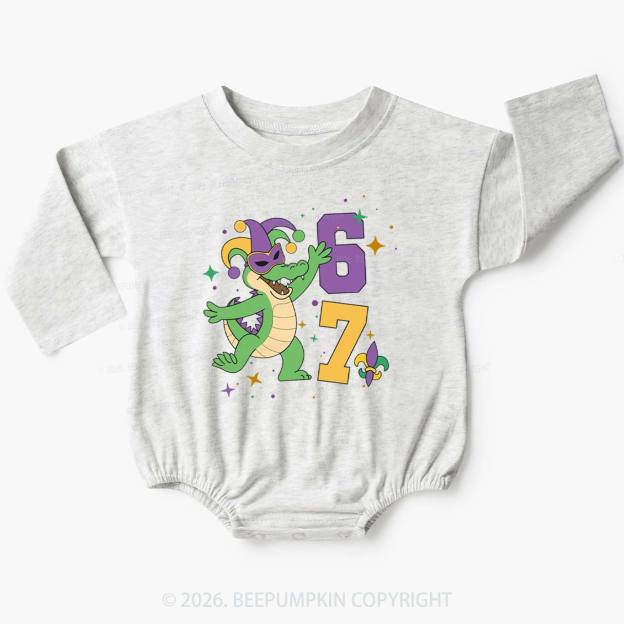 Mardi Gras Alligator 67 Baby Bubble Romper Beepumpkin