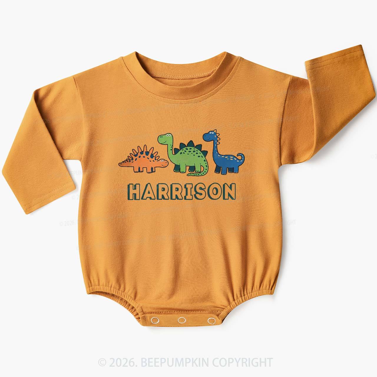 Personalized Cute Dinosaur Name Baby Bubble Romper