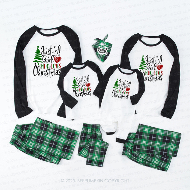 Just A Girl Who Loves Christmas Matching Pajamas For Family Beepumpkin