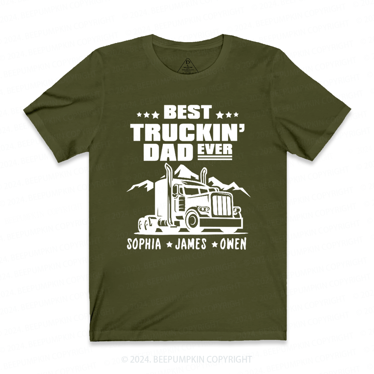 Personalized Kid Name Best Truckin Dad Ever T-shirt