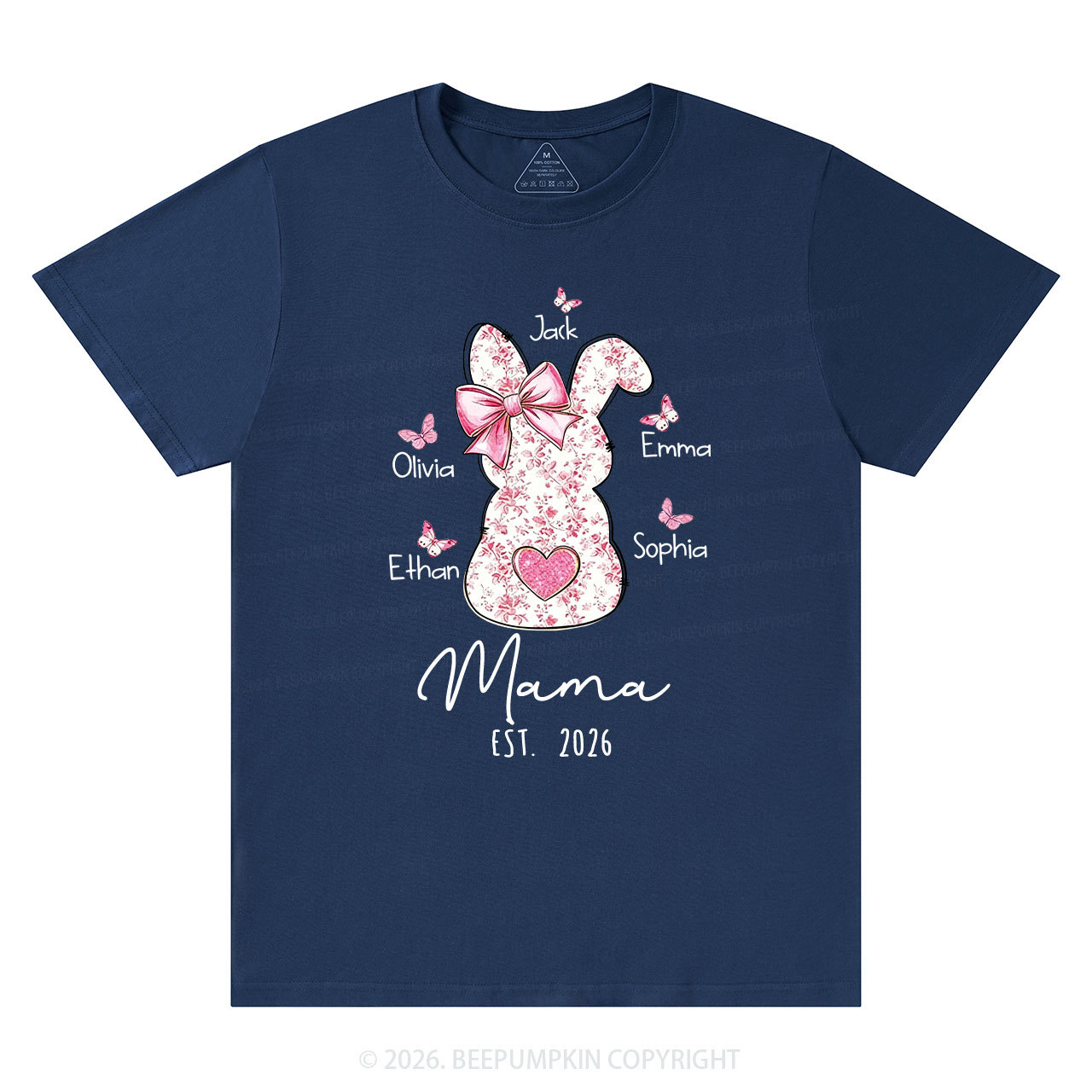 Personalised Pink Floral Butterfly Bunny Easter T-Shirt