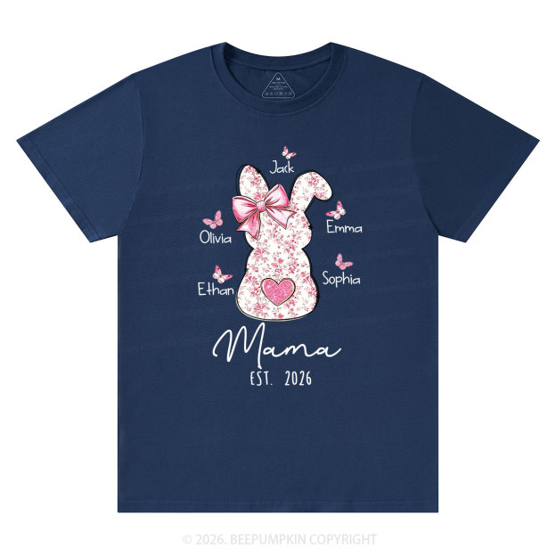Personalised Pink Floral Butterfly Bunny Easter T-Shirt
