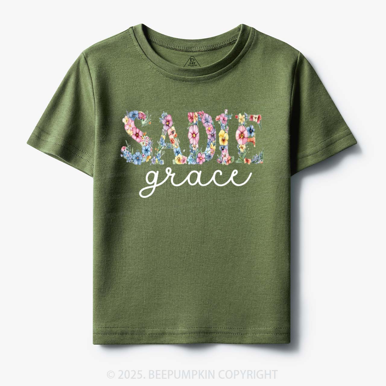 Personalized Floral Name Toddler&Kid's Tees Beepumpkin